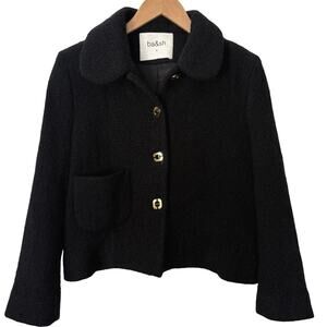 Ba&Sh Margot Black Wool Tweed Cropped Jacket Women’s Size 2 US 6 Old Money
